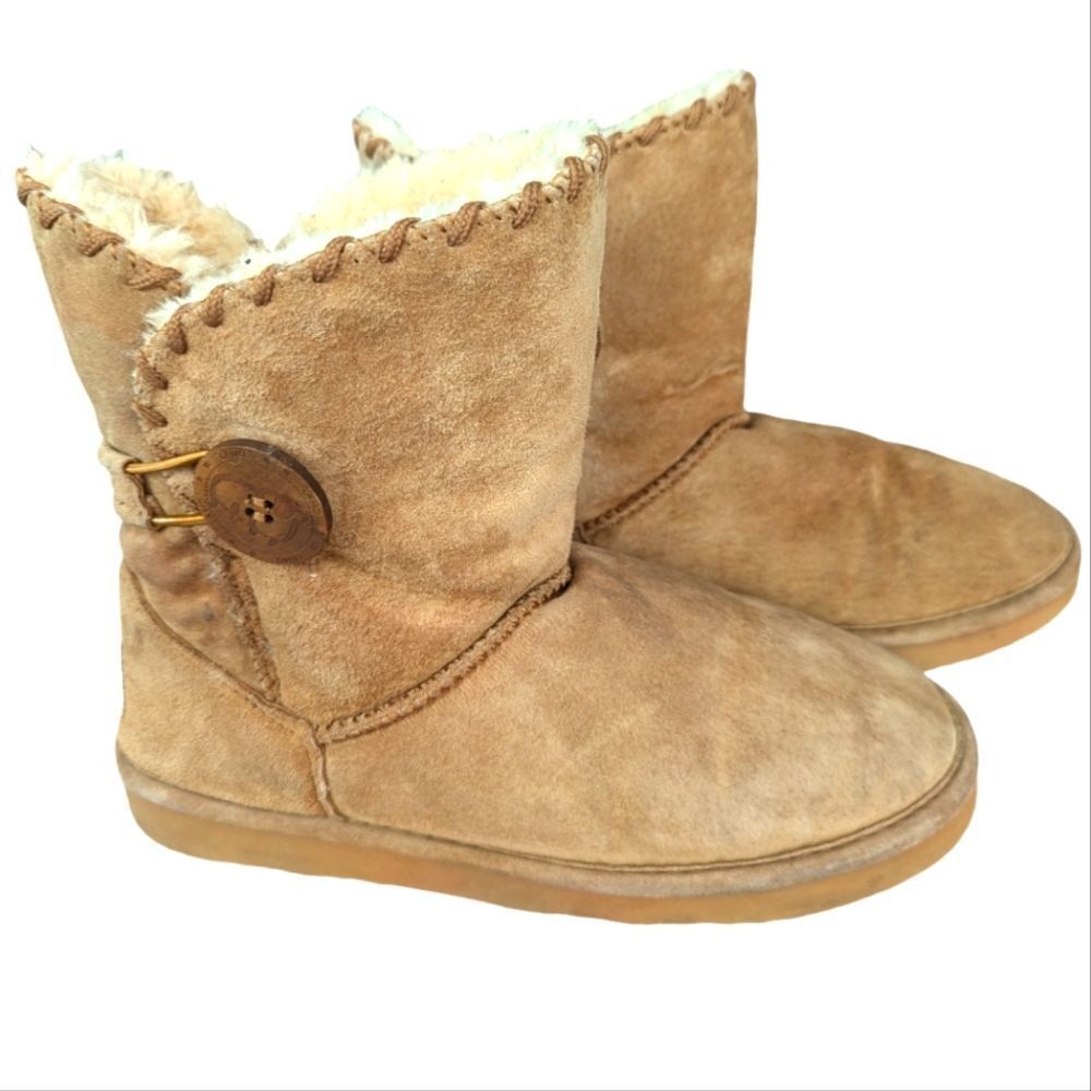 LAMO tan suede‎ faux fur boots